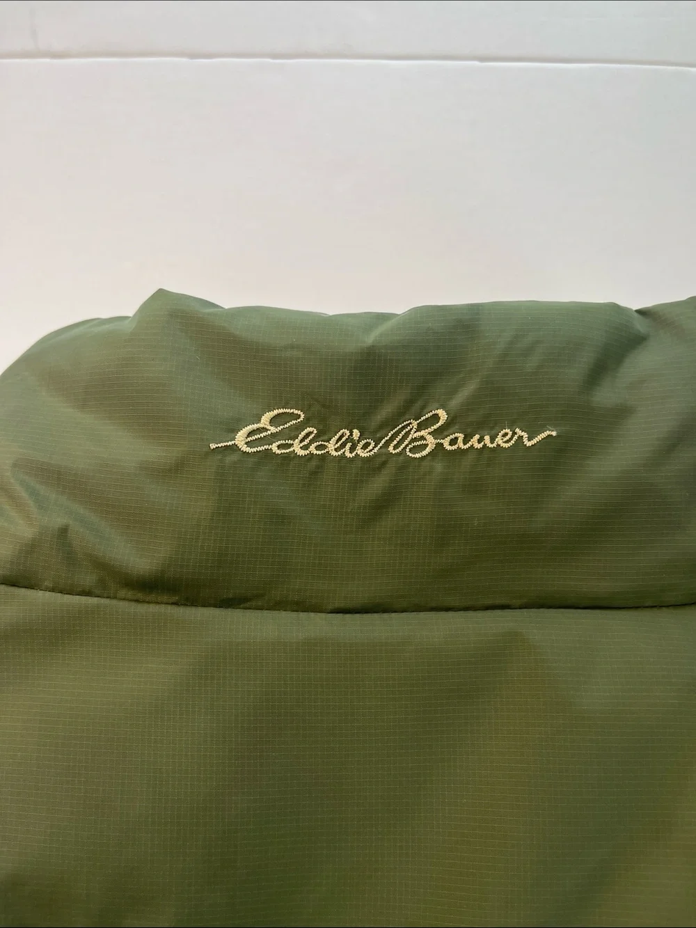 Eddie Bauer Men's Olive Green Goose Down Puffer Vest Sz L Tall
